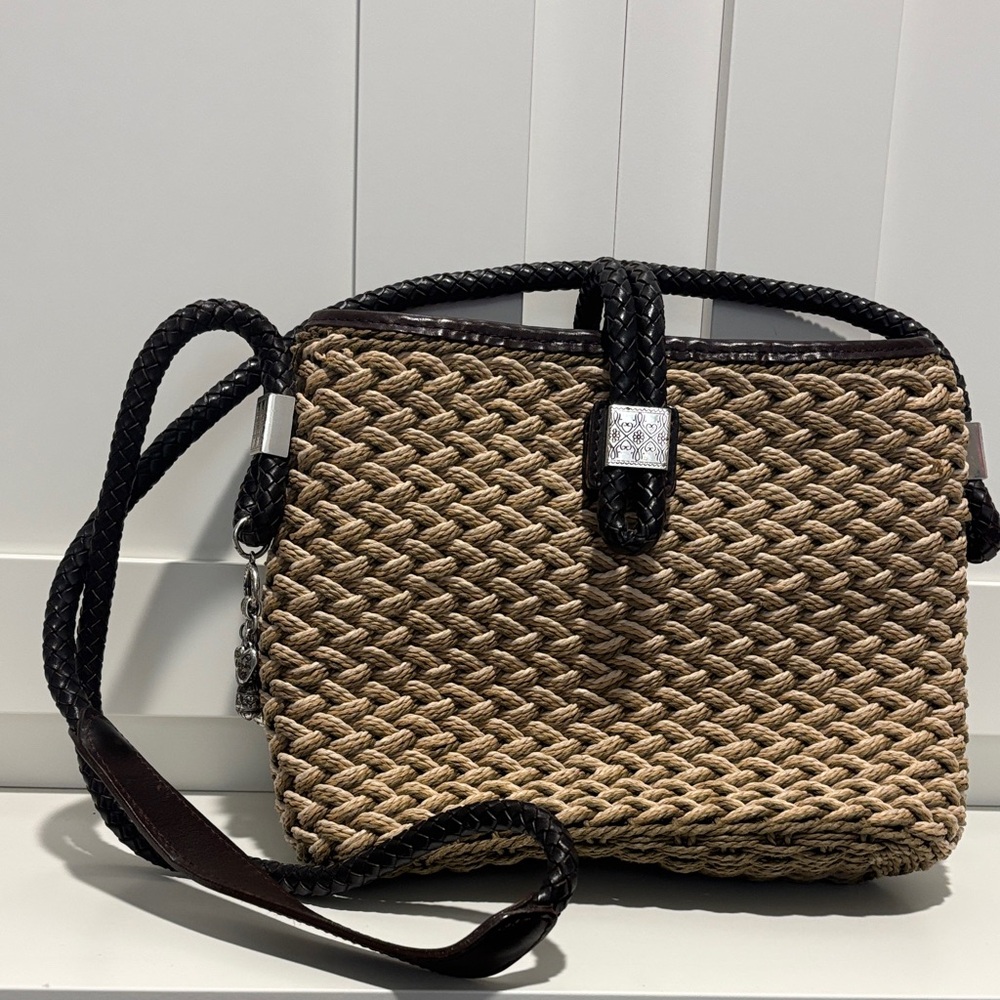 Brighton Brown and Black Woven Crossbody Bag